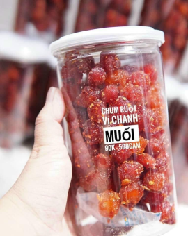 Chùm ruột sấy chanh muối hũ 500gr chua chua ngọt ngọt- mứt chùm ruột rim loại ngon trái to, ngọt nhẹ, khô ít đường