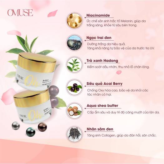 Kem dưỡng trắng, cấp ẩm và phục hồi da O’Muse Oh So Glowy Brightening Cream 50ml