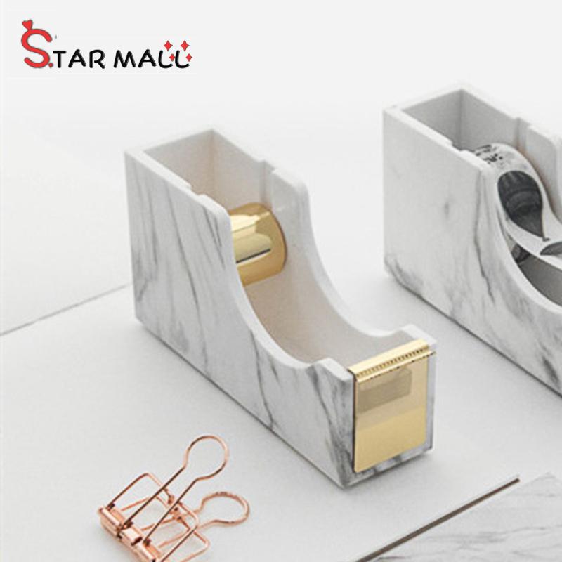 Star Mall Modern Marble Printed Desk Tape Dispenser Holder Desktop Printed Desk Tape Dispenser Holder