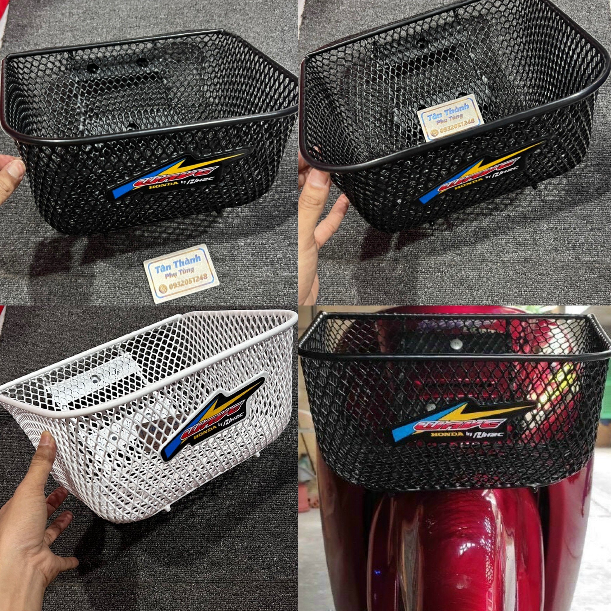 Rổ Wave lớn, Wave nhỏ tem H2C trắng , đen kèm ốc
