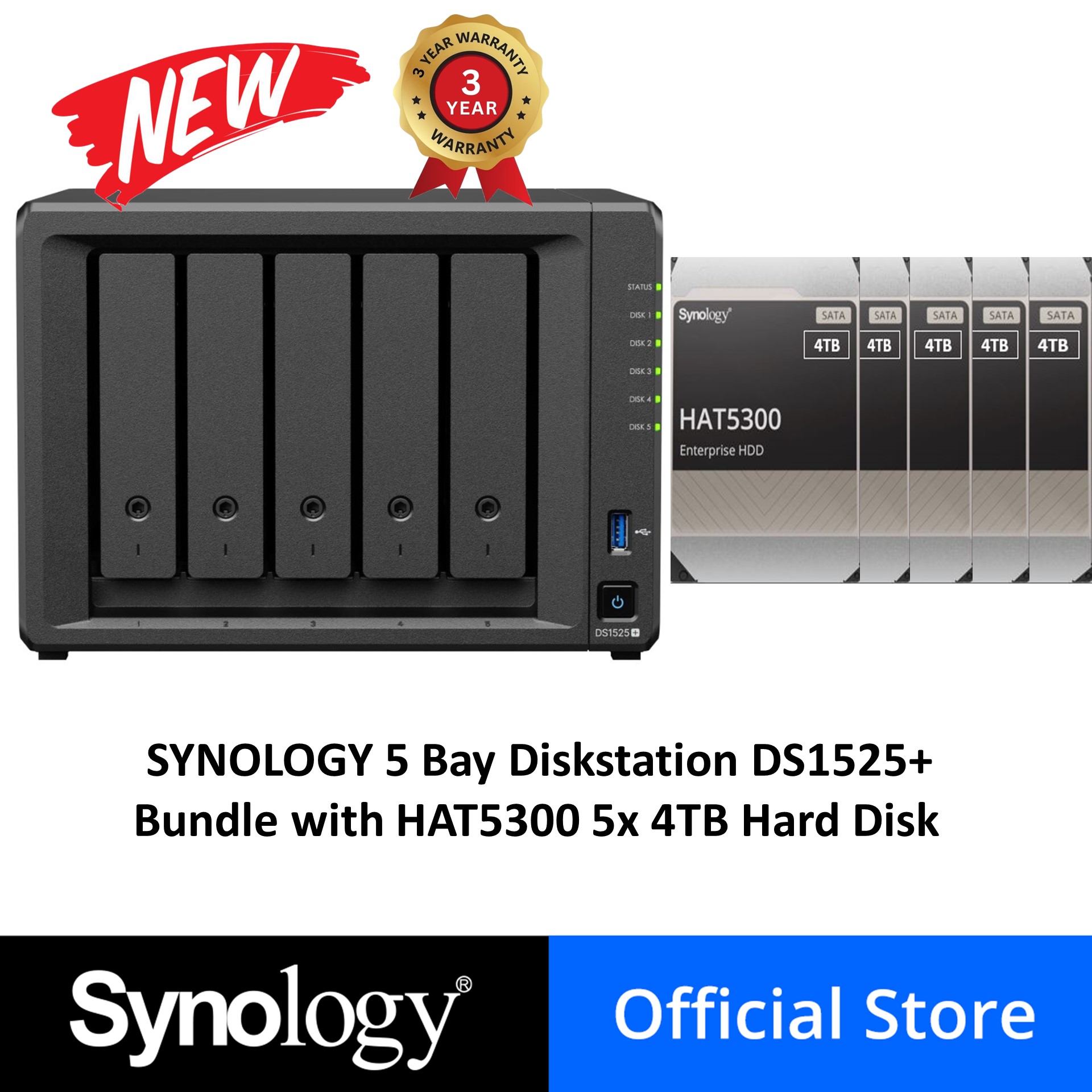 Synology Ds1522+ 5-Bay Nas With Amd Ryzen Cpu - Local Warranty