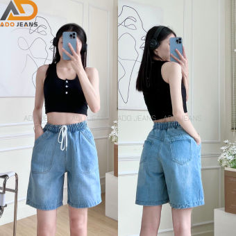 Quần ngố Jean lưng chun dây thắt, lưng thun co giãn có bigsize thương hiệu ADO JEANS (mã SJ111)