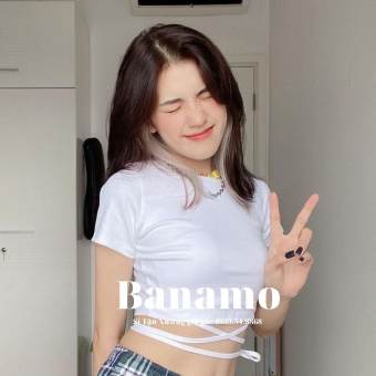 Áo nữ croptop cộc tay buộc dây eo Banamo Fashion áo croptop cộc tay buộc dây eo 3123