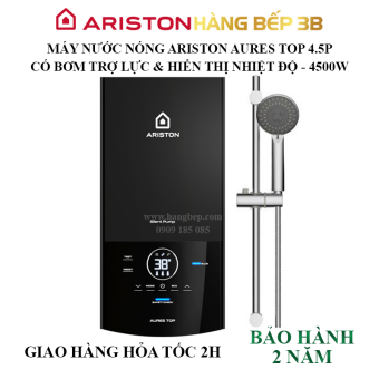 Máy nước nóng trực tiếp Ariston Aures Top 4.5P (có bơm trợ lực) - Sản xuất Việt Nam, bảo hành 24 tháng