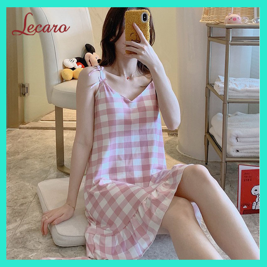 Lecaro store - váy ngủ nữ chất liệu thun mềm mại áo ngủ nữ 2 dây có lót ngực tặng kèm bịt mắt ngủ váy ngủ đầm ngủ size m 40kg - 52kg size l: 52kg - 65kg