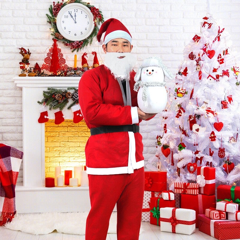 Interpretation of Santa Claus costume adult men's Christmas clothes non-woven five-piece suit cos costume play out
