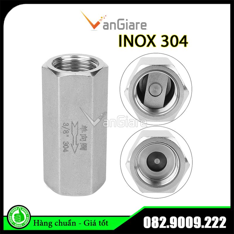 Van 1 chiều nước khí gas hơi - CV inox 304 CV06 CV08 CV10 CV15, ren 9.6mm 13mm 17mm 21mm