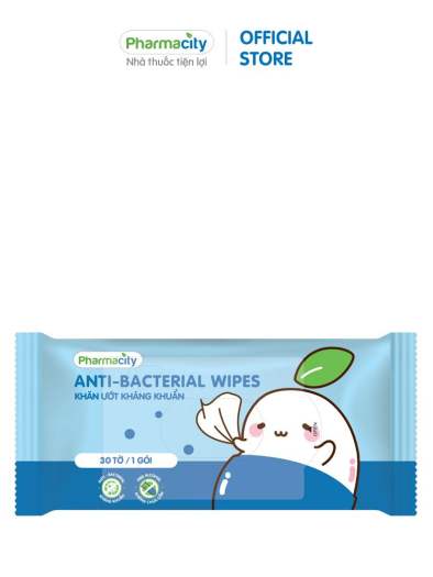 Khăn ướt kháng khuẩn Pharmacity (30 tờ/gói)