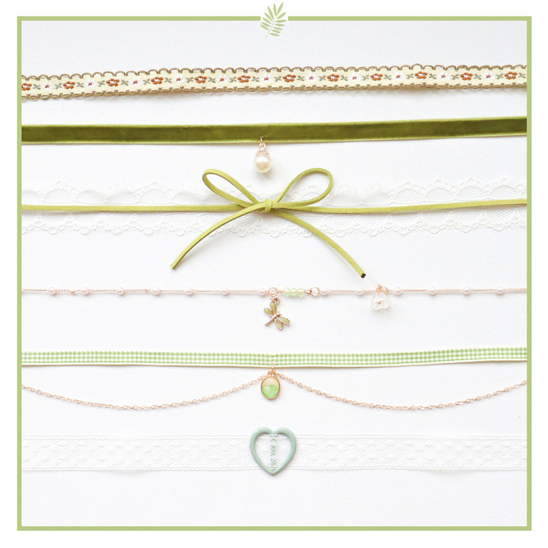 Vòng cổ choker bộ sưu tập green series vòng cổ thời trang dây chuyền xương đòn cá tính hàn quốc