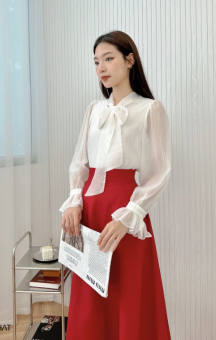 Chân Váy CCHAT Cạp Cao Hai Túi Chéo Chất Tuytsi Cao Cấp 62CDS2001XT