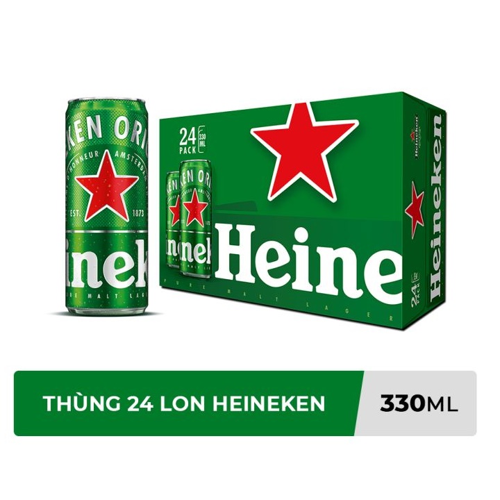 Thùng 24 lon bia Heineken Sleek 330ml/lon