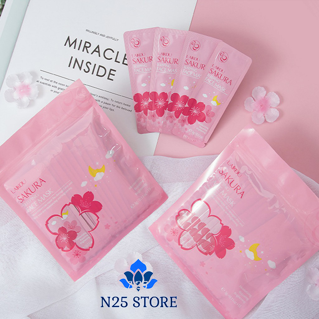 [COMBO] 5 Gói Mặt Nạ Ngủ Hoa Anh Đào Sakura Sleeping Face Mask Laikou - Dưỡng Ẩm, Trắng Sáng - Phù Hợp Mọi Loại Da