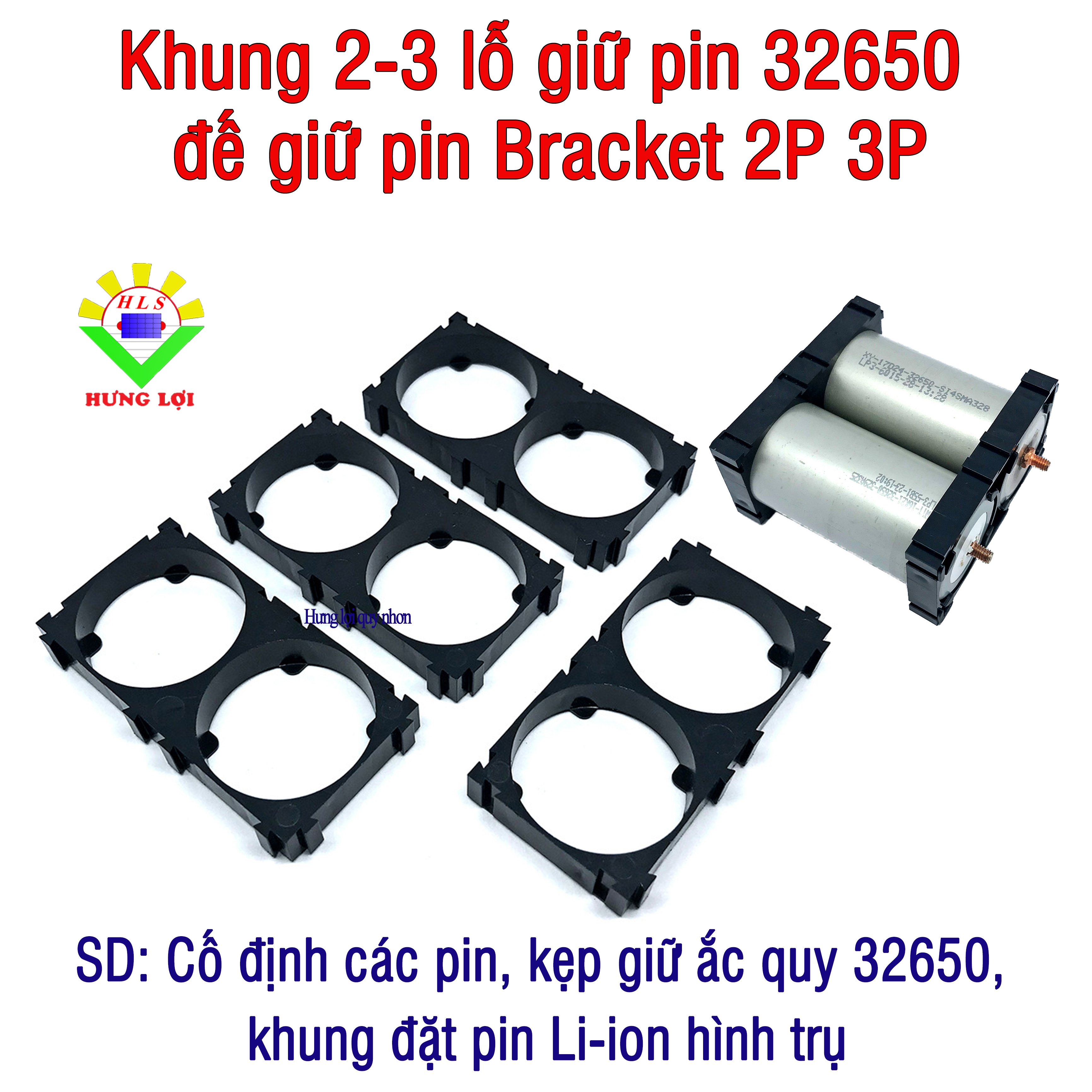 Khung 2-3 lỗ pin lithium sắt lifepo4 32650 đế giữ pin bracket 2p 3p