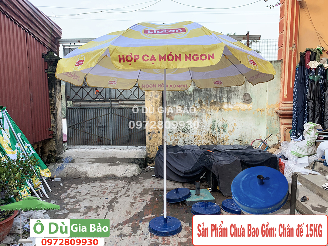 (Chưa đế)Ô Dù Quảng Cáo Trắng-Vàng 2M4(Chưa bao gồm chân đế 15kg)