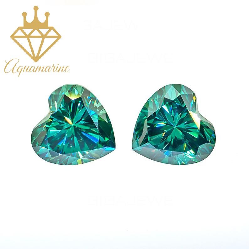 (Size 7.0 ly) Kim cương nhân tạo Moissanite giác cắt Heart màu xanh lá