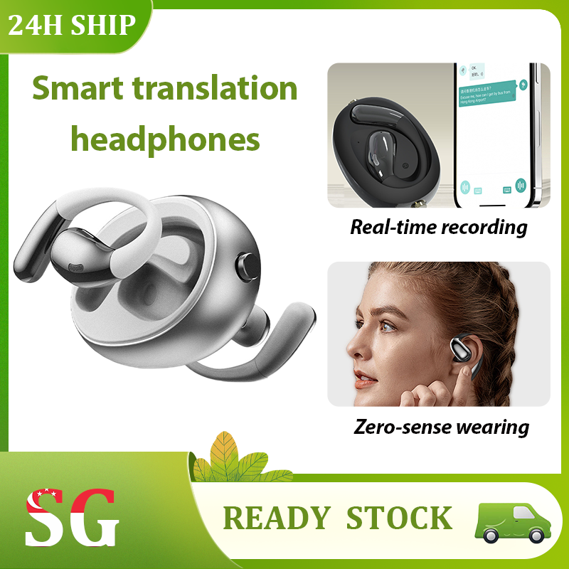 SG【Ready Stock】A60 AI Intelligent Translator Earbuds: Supports 140+ Languages Real-Time Translation, Bluetooth 5.4 Connectivity, 28-Hour Endurance