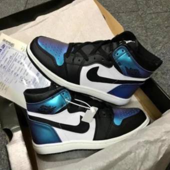Giày Jordan cổ cao ⚡️FREE SHIP⚡️ Giầy Jordan 1 xanh tím phản quang cao cổ nam nữ full Box bill []
