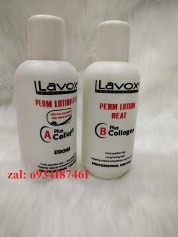 Kem uốn nóng lavox collagen, chai A + Chai B thể tích 500ml
