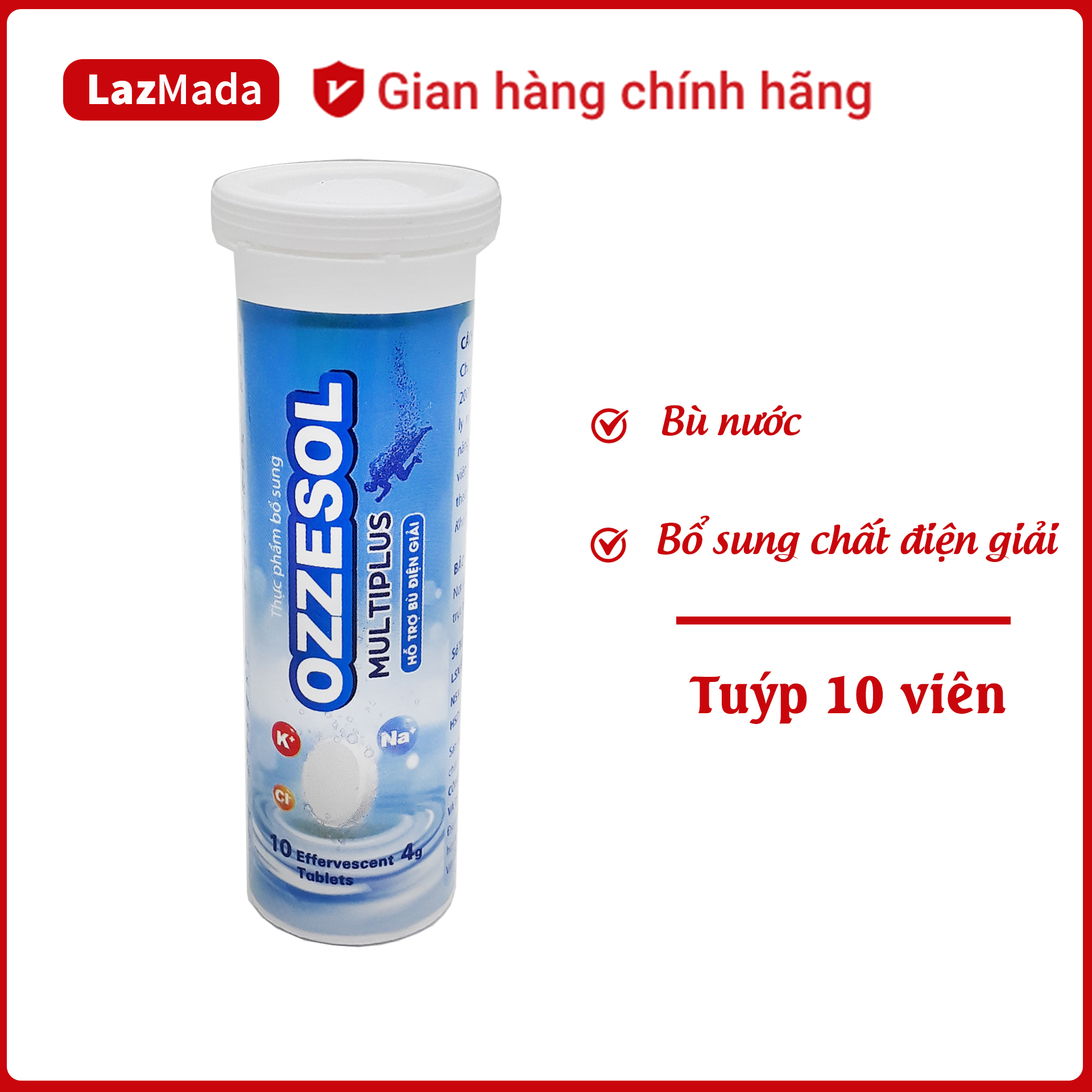 Viên sủi Oresol multiplus - Bổ sung điện giải, hạn chế mất nước, tăng cường sức khỏe - Tuýp 10 viên x 4gam - LazMada Pharmacy