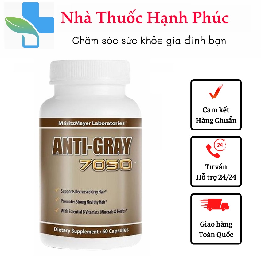 Viên uống anti-gray 7050 hỗ trợ giảm bạc tóc phục hồi tóc đen 60 viên