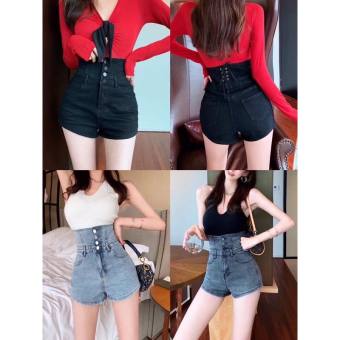 Quần shorts nhiều cúc đan dây sau