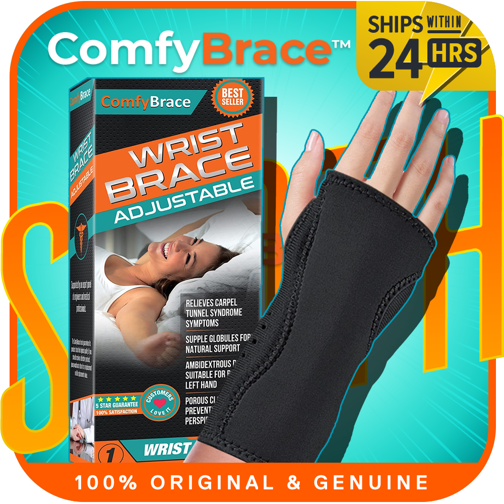 ComfyBrace-Premium Lined Wrist support. /Wrist Strap/Carpal Tunnel Wrist  Brace/Arthritis Hand Support -Fits Both Hands-Adjustable Fitted