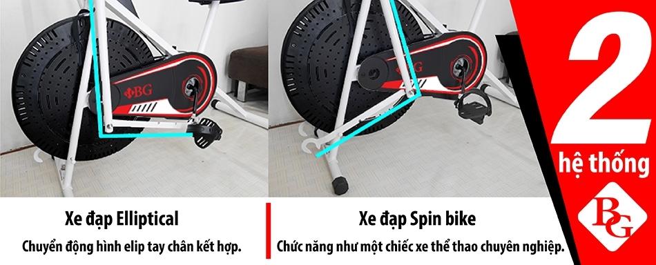 BG - Xe đạp tập thể dục Air bike thiết kế mới thêm tựa lưng
