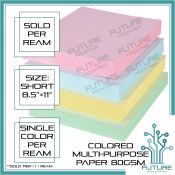 Bond 24 Colored Paper Multi-Purpose Colored Paper Multipurpose Colored Paper 1 Ream 500 Sheets Short Bond Paper Letter Size Pastel Colors Green Blue Pink Yellow 80gsm