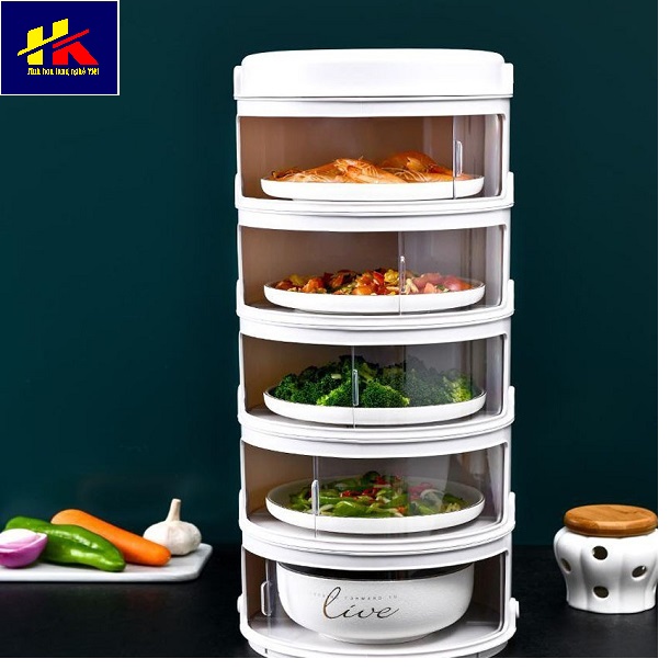 Sỉ lồng bàn đậy thức ăn thông minh chống bụi, Lồng bàn giữ nhiệt thức ăn cao cấp 5 tầng Hồng Kỳ