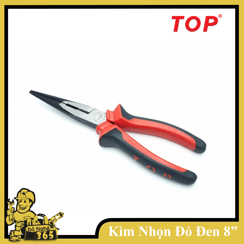 Kìm nhọn 8” cán đỏ đen TOP, kìm mũi nhọn, kìm mỏ nhọn