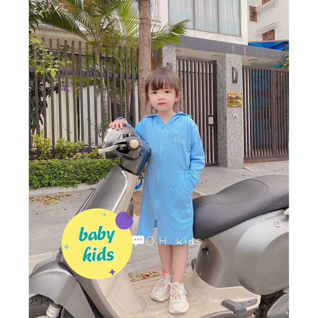 Áo chống nắng kim cương dáng dài cho bé trai, bé gái16-36kg