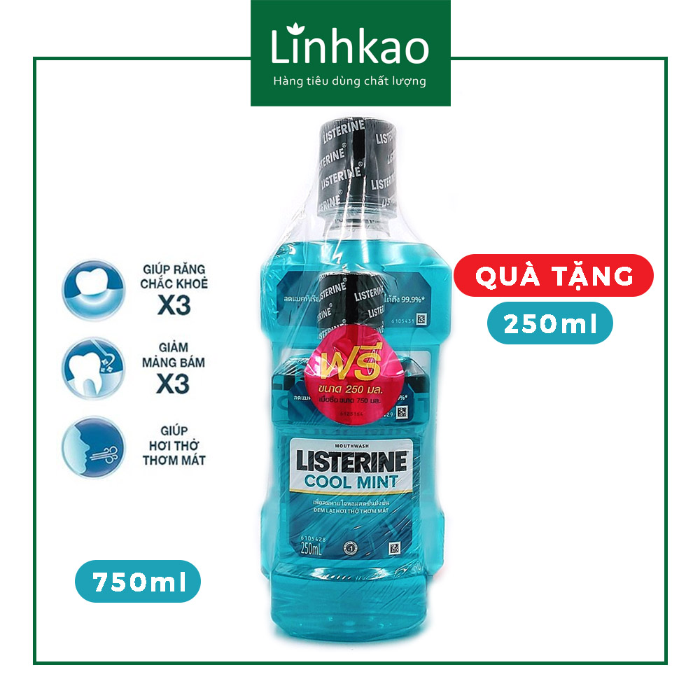 Combo Nước súc miệng Listerine 750ml + 250ml]