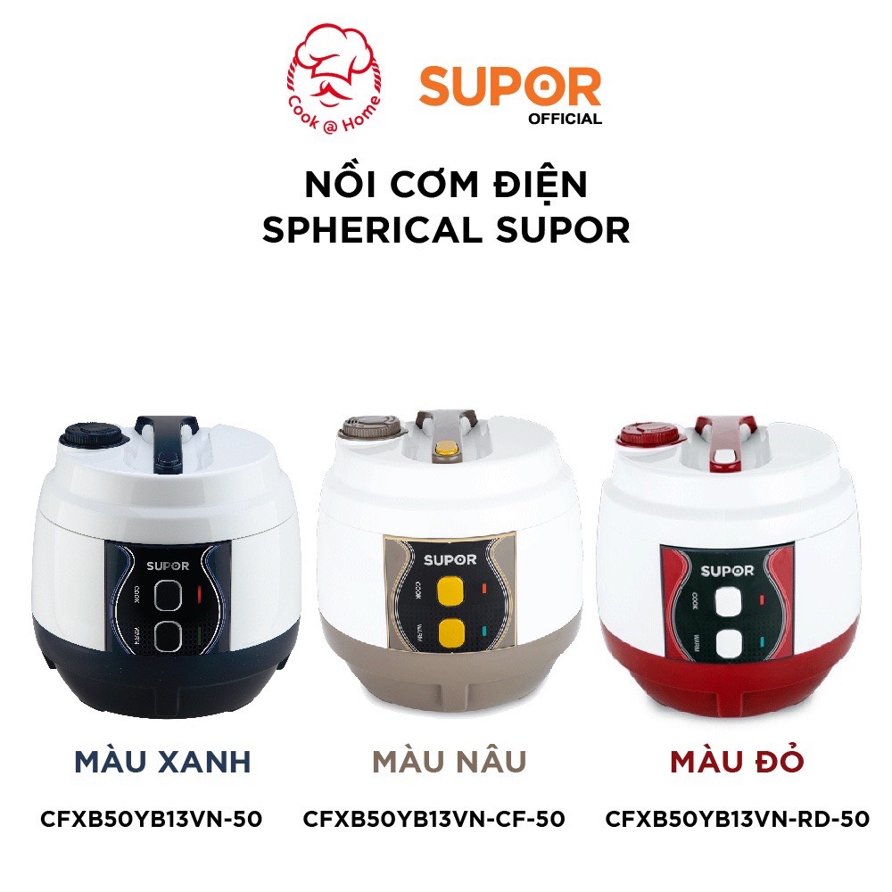 Nồi cơm điện lòng niêu siêu dày supor cfxb50yb13vn-50 dung tích 1,8 lít chính hãng, bảo hành 12 tháng