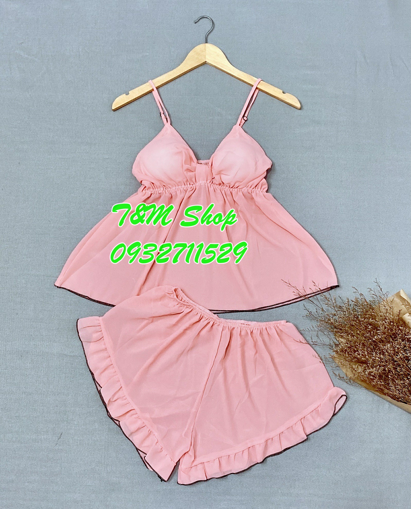 Đồ ngủ voan mỏng có mút kiểu dúng nơ ngực sexy, chất voan mát mặc ngủ bao thích - bigsize voan nơ ngực