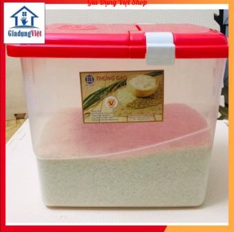 Thùng đựng gạo 15kg có nắp nhựa Việt Nhật plastic 5355. Kích thước: 32 x 32 x 34cm