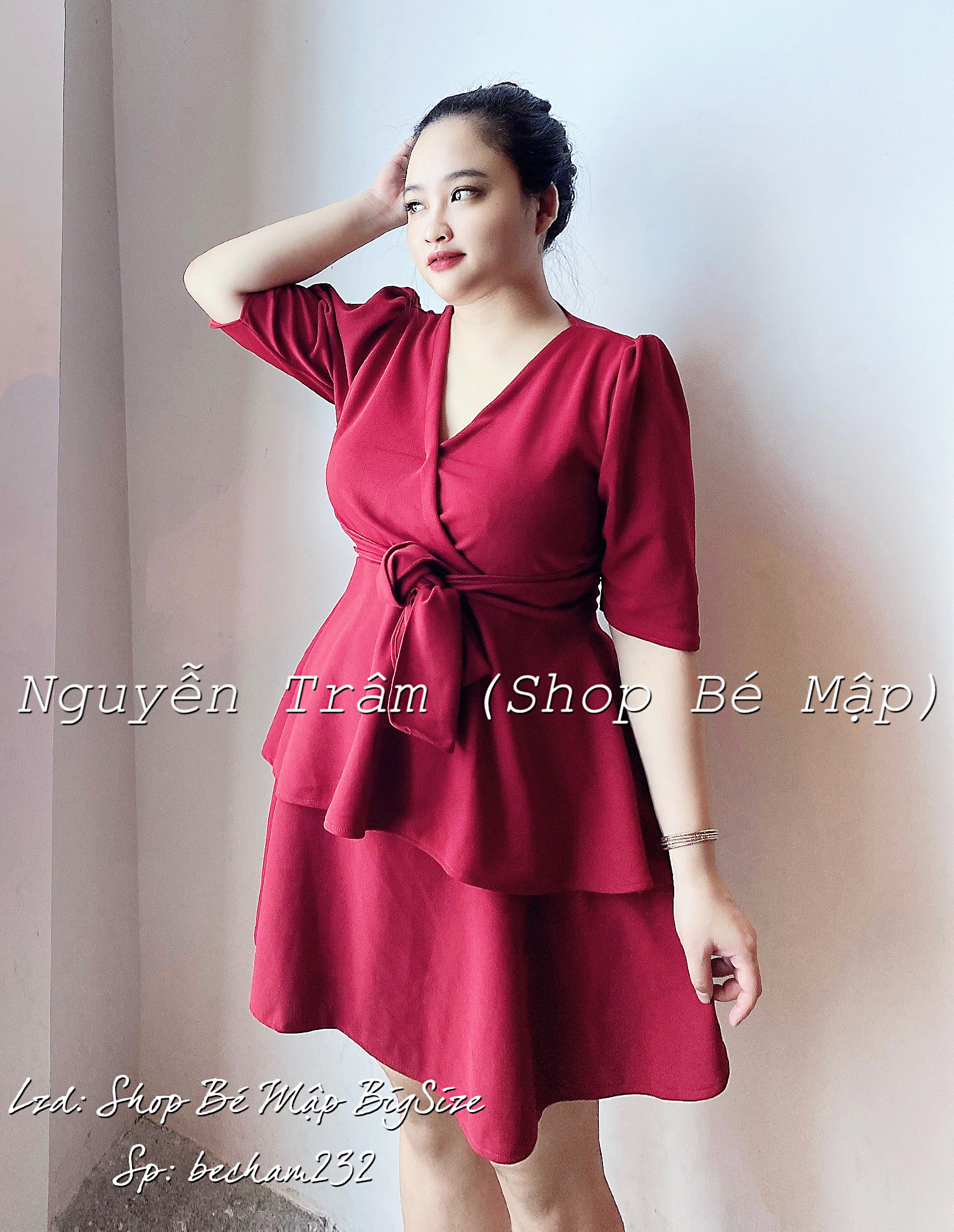 Set Áo Peplum Cột Nơ Kèm Chân Váy Xòe BigSize 55-85Kg [Hình Thật Chính Chủ]