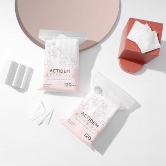 Bông tẩy trang 100% cotton không sơ bông Actidem Cotton Pads 120 Pads