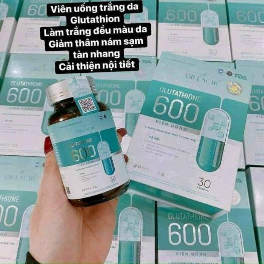 Viên Uống Trắng Da Glutathione 600 trắng da toàn thân, ngừa nám tàn nhang Dr .Lacir - hộp 30v - Trà túi lọc