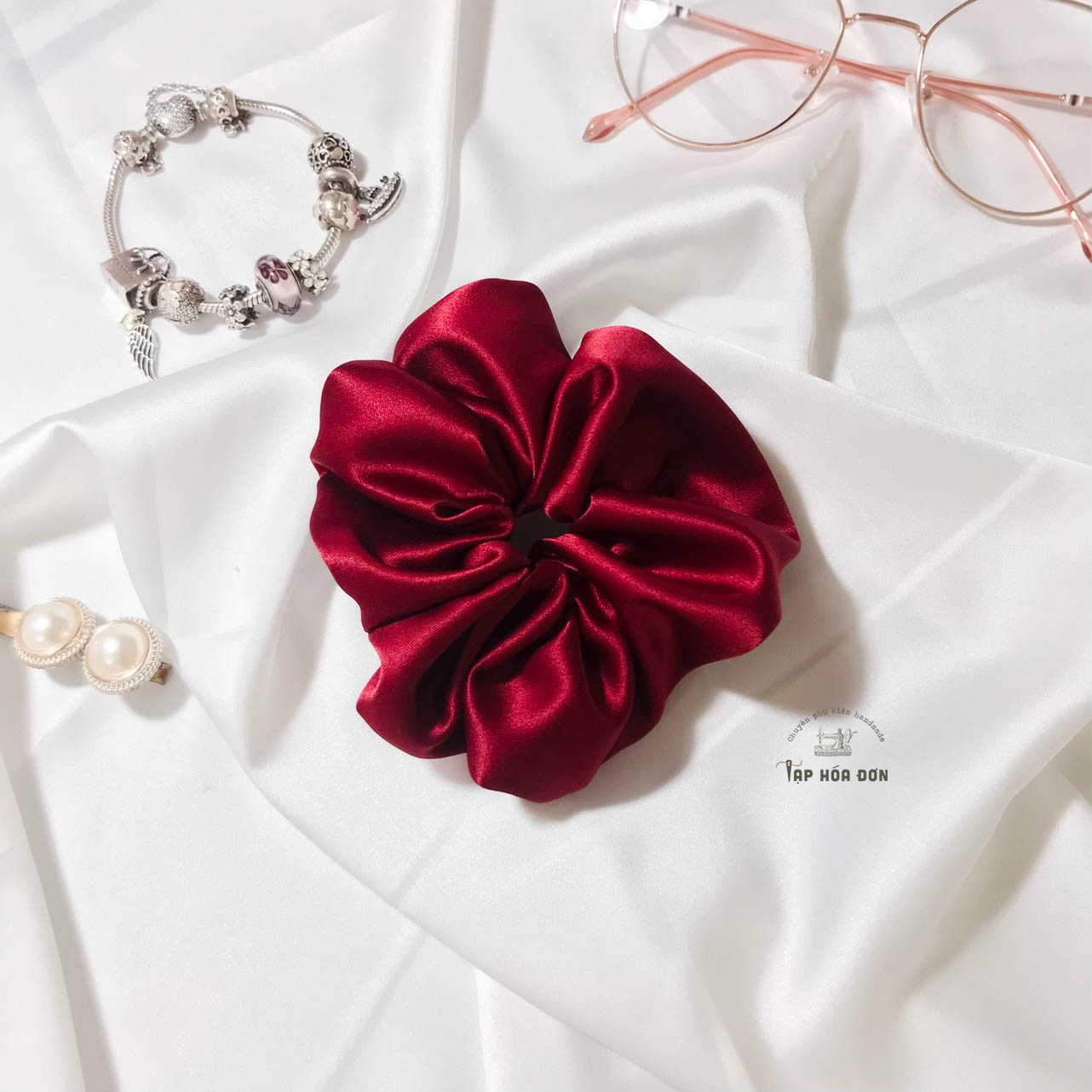 Scrunchies Lụa Satin Cao Cấp, Dây Buộc Tóc Thời Trang