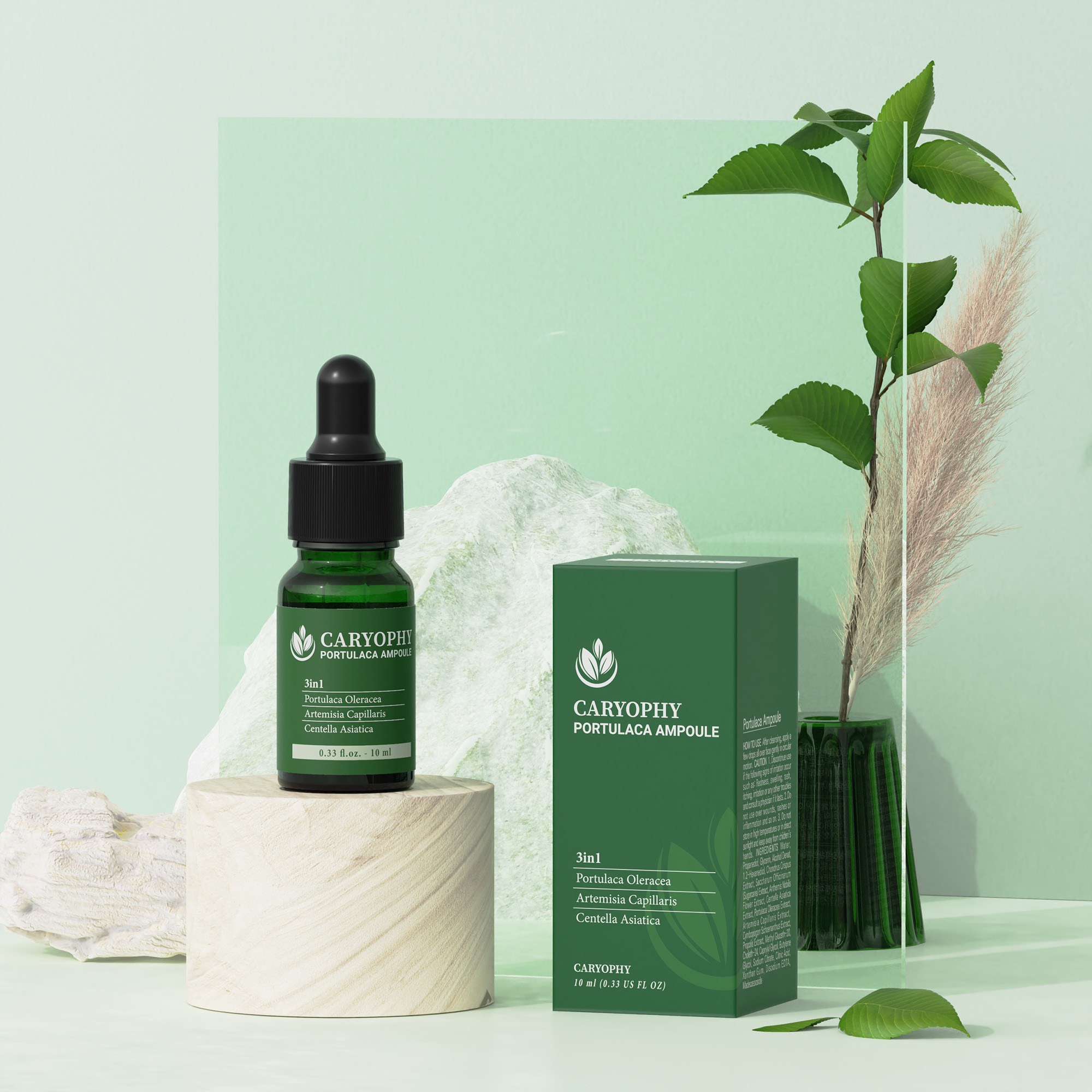 Serum rau má giảm mụn mờ thâm caryophy portulaca ampoule