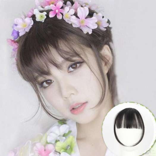 MEIY Clip Trong Phần Mở Rộng Tóc Fringe Cắt Tóc Mái Phía Trước W/Đền Tóc