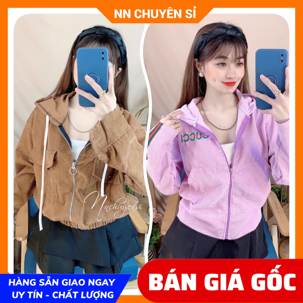 [Hoàn tiền 25-27/4] Áo khoác nữ chống nắng có nón tay dài phối túi đơn giản chất vải nhung tăm dày dặn mịn đẹp TP41 🛑 Ảnh thật 🛑 Áo khoác nữ phom lửng 🛑 Khoác kaki nữ 🛑 Khoác nhung tăm ❤ Khoác chống nắng ❤ Khoác nữ có nón ❤