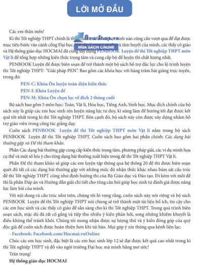 Sách - PENBOOK – Luyện Đề Thi Tốt Nghiệp THPT Môn Vật Lý 2022 - Newshop