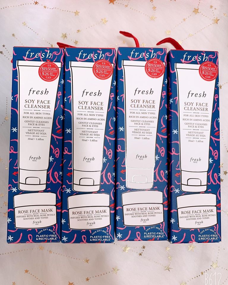 Set chăm sóc da Fresh - Sửa rửa mặt Soy Face Cleanser - Mặt nạ hoa hồng Rose Face Mask