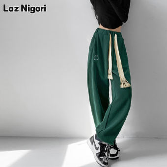 Laz nigori quần thường ngày treo eo cao cho nữ quần bó sát dáng rộng quần ống rộng quần ôm