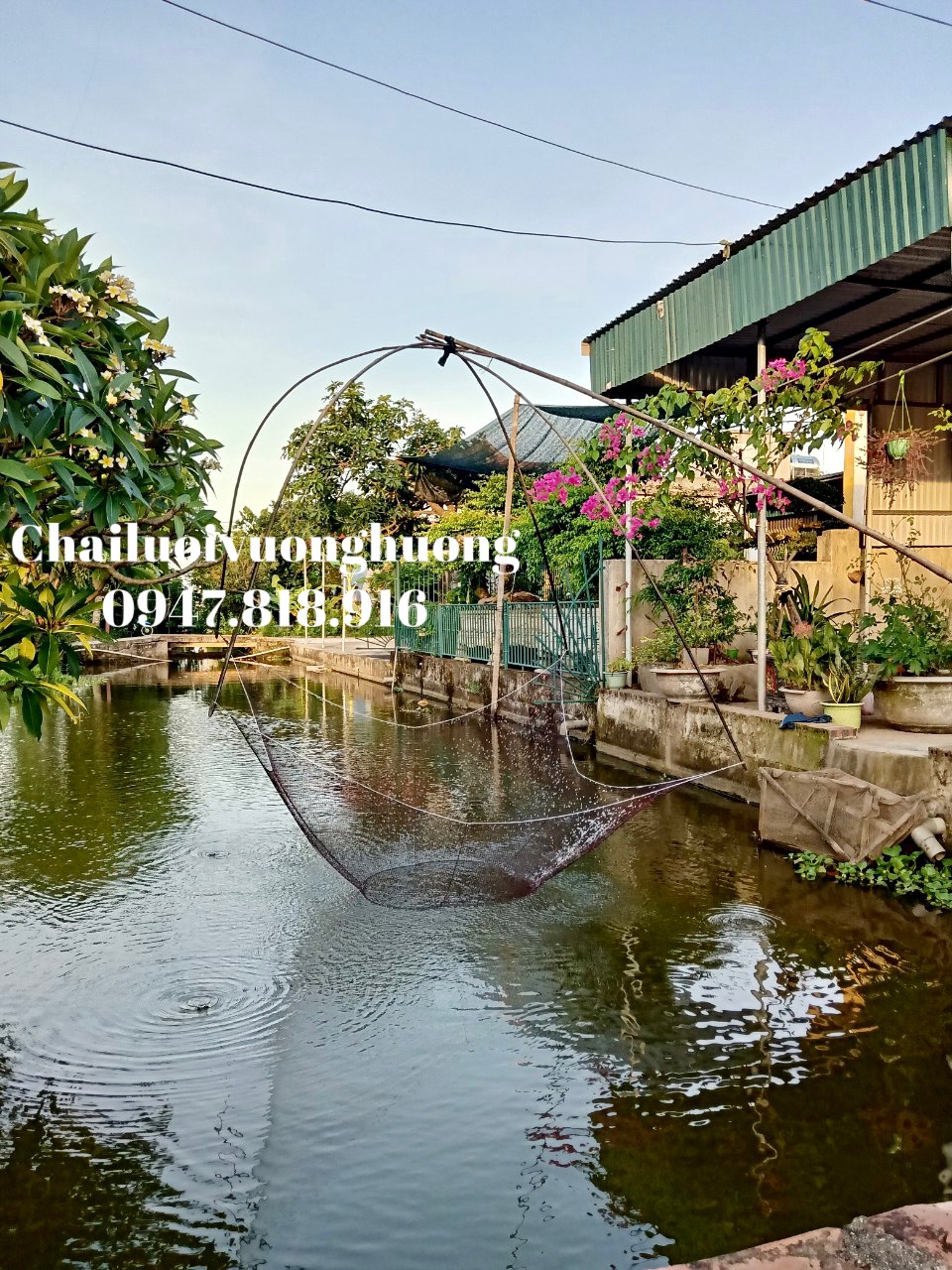 Vó bắt cá dù câu cá vó kéo cá tôm tép màu gụ bền rộng cạnh 2,4mx2m4 mắt 0,9 mm