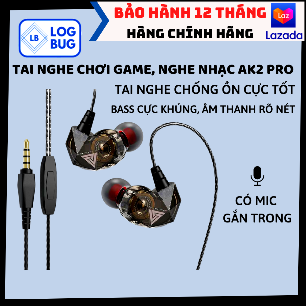 Tai Nghe nhét tai gaming, Tai Phone, tai nghe Chơi Game nghe nhạc, tai nghe có dây có Cực Tốt LogBug, tai nghe QKZ Pro Bản mới nhất, Âm Thanh Super Bass, Dây Chống Rối, Có Mic Đàm Thoại, Chơi game nghe nhạc cực đã.
