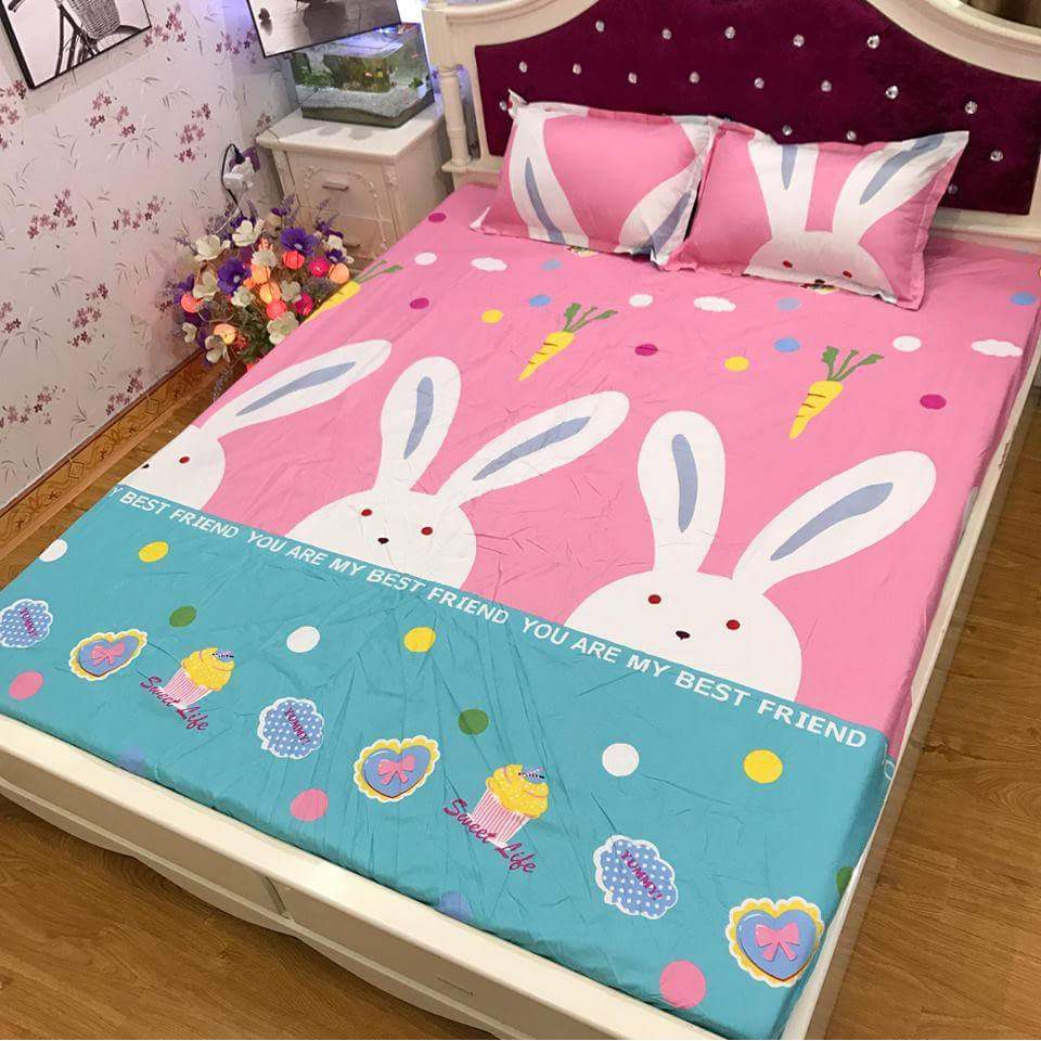 Bộ ga gối cotton poly, ga kèm 2 vỏ gối nằm, set ga gối 3 món, drap giường, ga giường, đủ kích thước m2/m6/m8/2m2