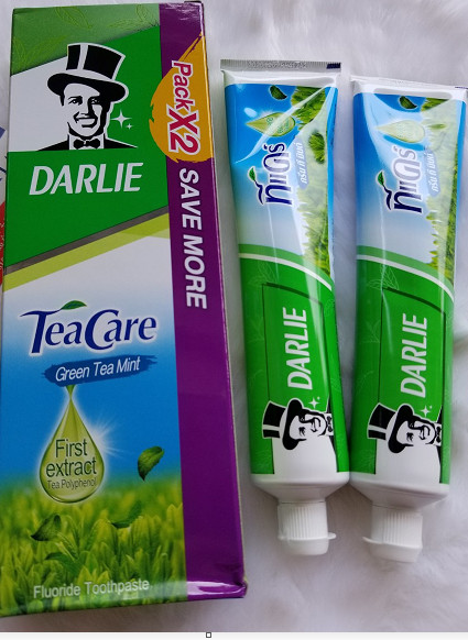 [HCM]Kem đánh răng Darlie Thái Lan - Hộp 2 tuýp hương trà xanh- Kem đánh răng ông già Thái