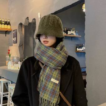 Khăn len đẹp khăn choàng cổ kẻ Caro Unisex Nam Nữ khăn len mùa đông